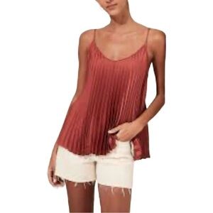 Banana Republic Pleated Camisole XS Rust Color Spaghetti Straps V-neck